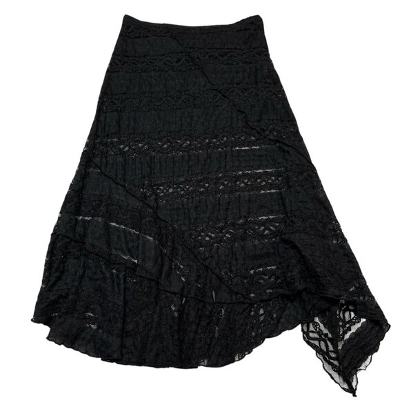 Streetware Society Skirt Womens‎ M Black Sheer Lace Midi Whimsigoth Witchy Fairy - Picture 1 of 9